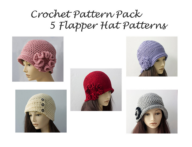 Five Flapper Hats Pattern Pack