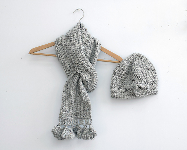 Keyhole Scarf and Flower Beanie