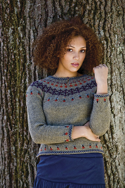 Faux-Embroidery Yoke Sweater