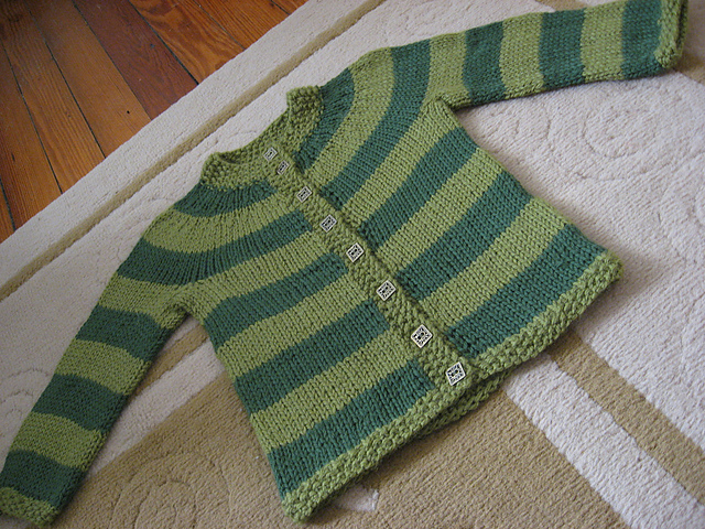 Green zebra baby sweater