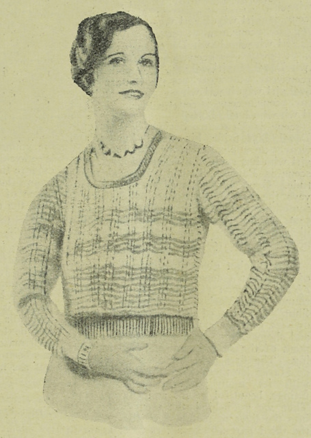 Feather-pattern Jumper with Square Neck