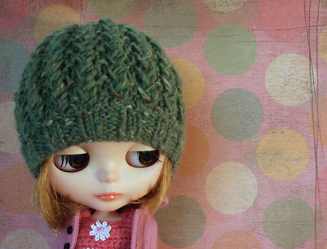 Handsomely Tweedy knitted hat for Blythe