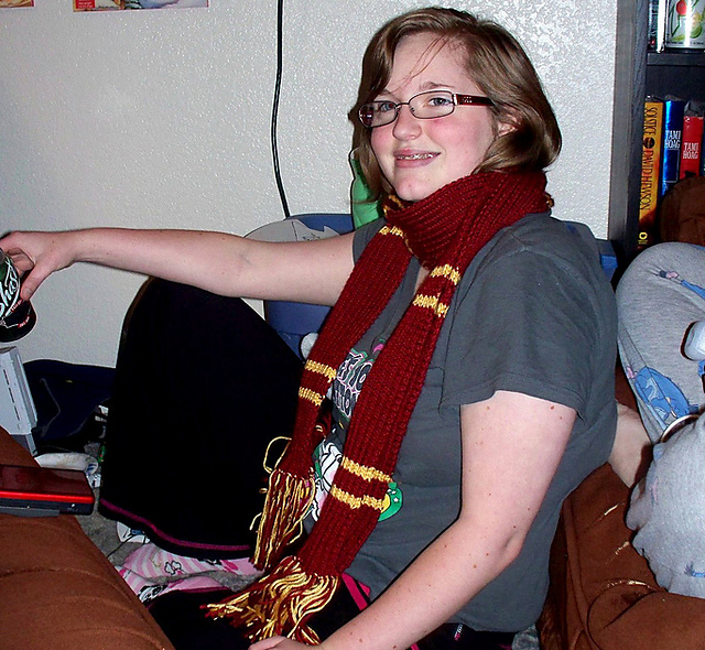 Knitted School Scarf based on Harry Potter Hogwarts House Colors