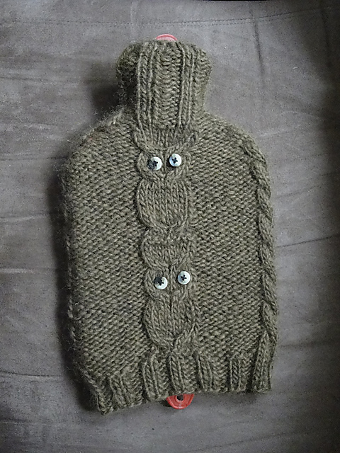 Owlie hot water bottle cozy