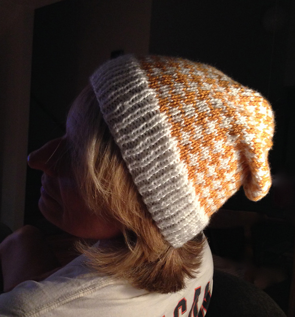 Houndstooth Slouchy Beanie