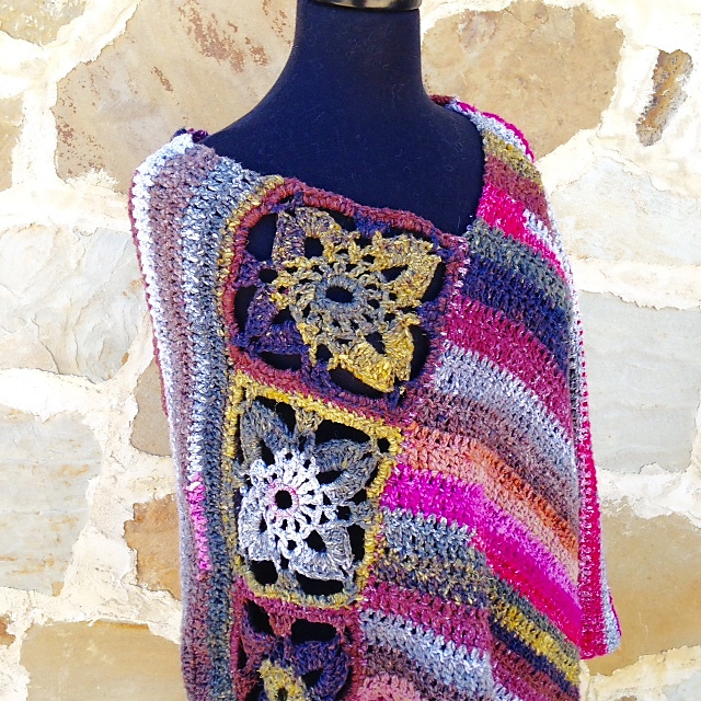 Boho Flower Poncho