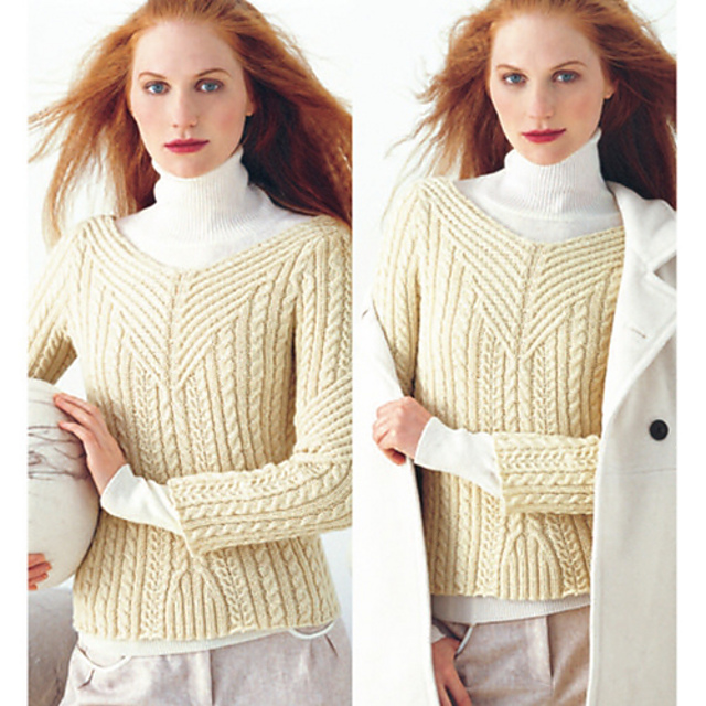 #14 Cabled V-Neck Pullover