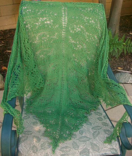 Evergreen Forest Triangular Lace Shawl