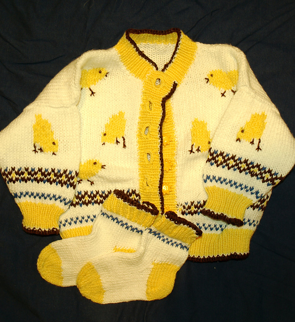 Chick Cardigan and Bootees