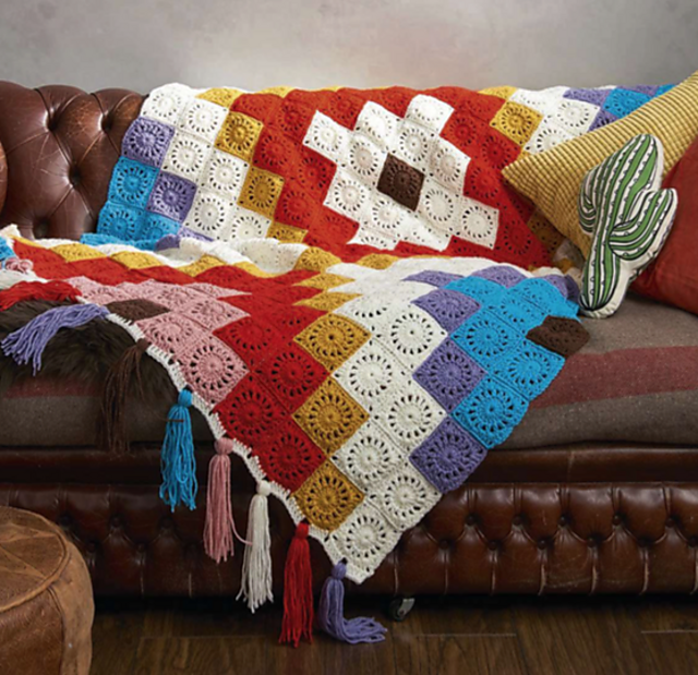Vibrant squares throw
