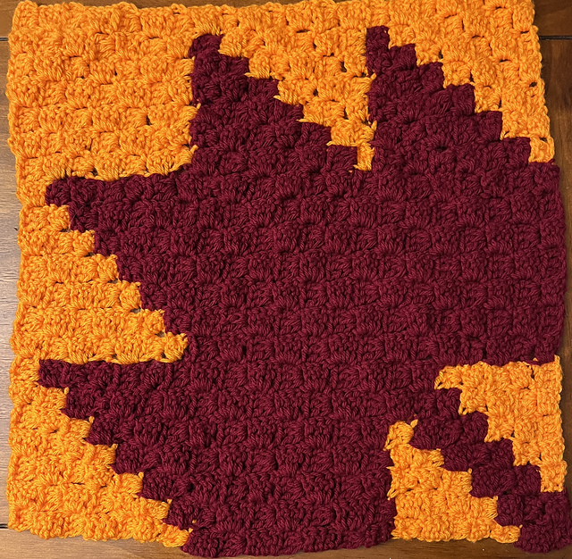 Crochet C2C – Maple Leaf Quilt Block