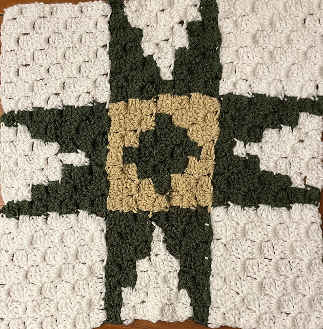 Crochet C2C – Pineapple Star Quilt Block