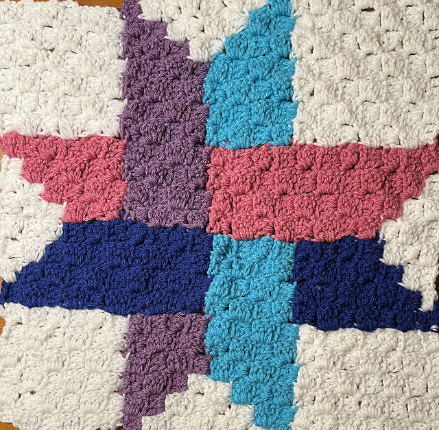 Crochet C2C – Woven Star Quilt Block