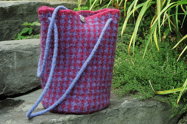 Felted Houndstooth Bucket Bag