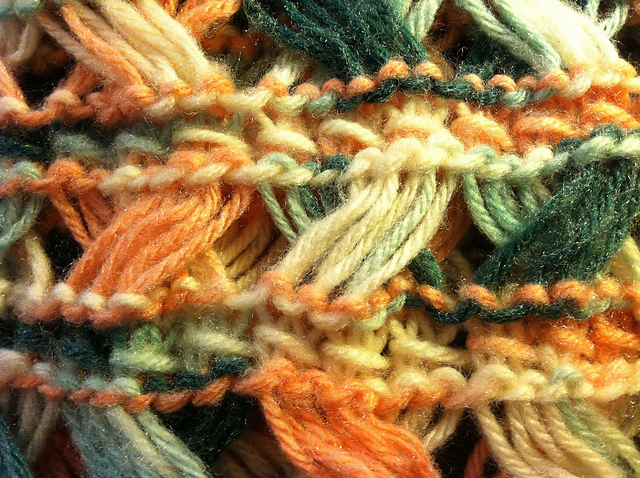 Open Work Circle Scarf with Bamboo Stitch