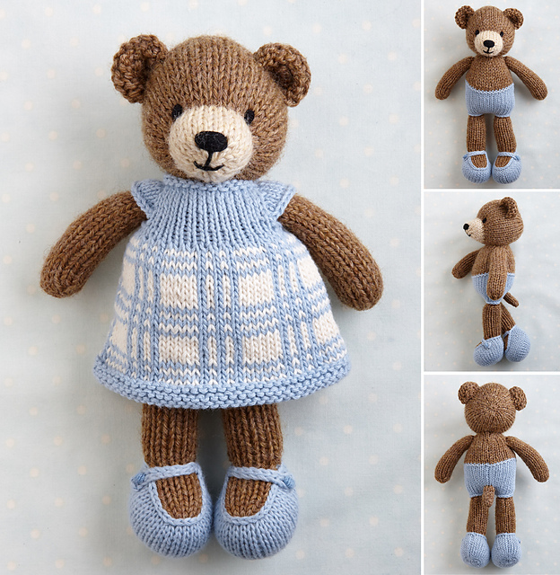 Bear in a plaid dress