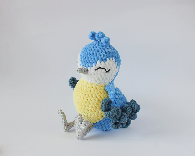 Sky, the plush crochet bird
