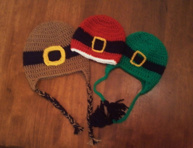 "Belted" Beanies: Leprechaun, Santa, & Pilgrim