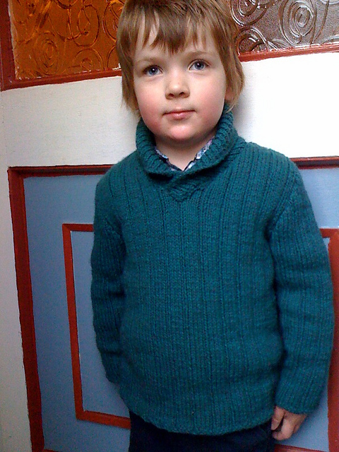Rib shawl collar sweater