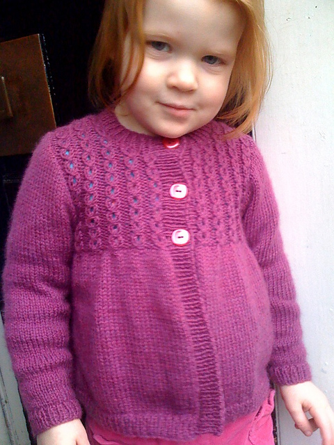 Lace-yoke Cardigan