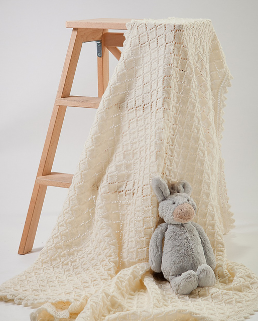 PT 8521 - Diamond Lace Baby Shawl