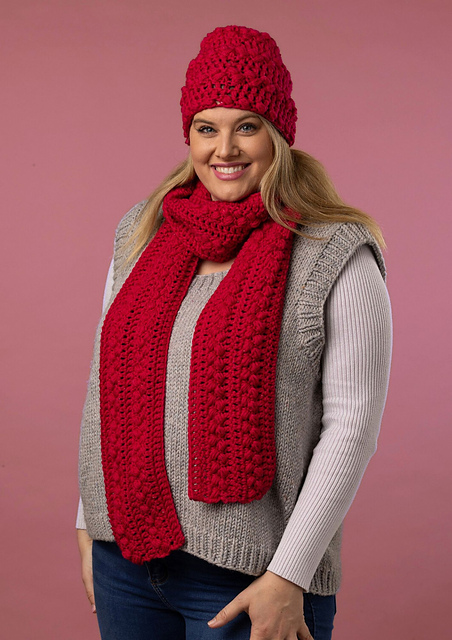 PT 8717 Pretty Puff Scarf and Beanie