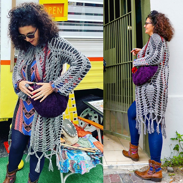 Boho pineapple stitch cardigan