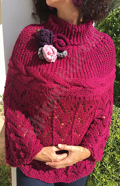 Poncho with cables