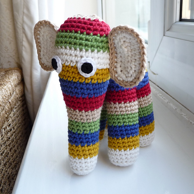 Stripy crochet elephant