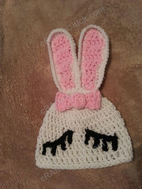 Chibi Sleeping Bunny with Bow Beanie