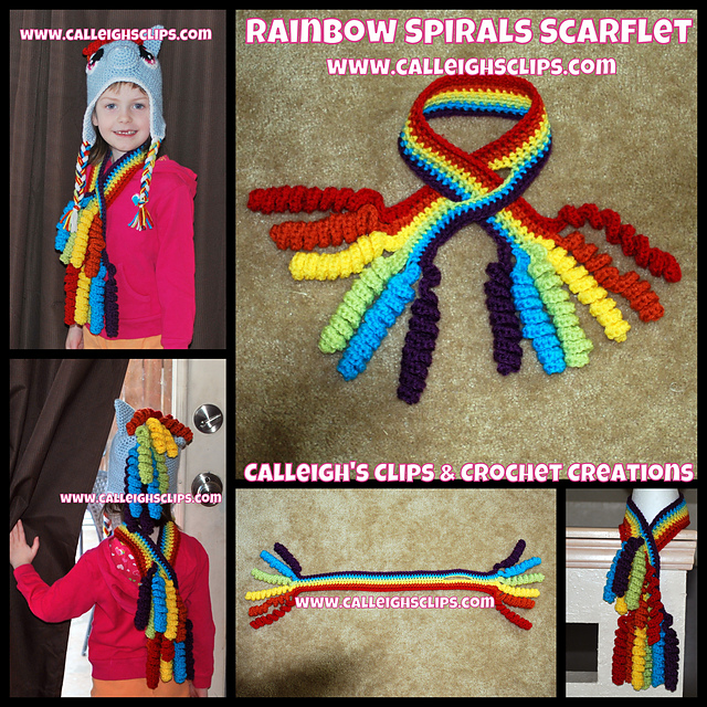 Rainbow Spirals Scarf-let