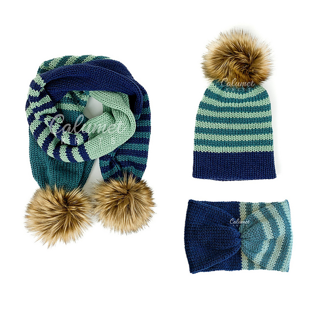 Keweenaw Scarf, Beanie and Headband Set