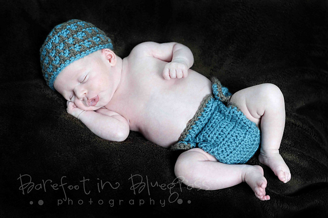 Spike Stitch Beanie & Diaper Cover