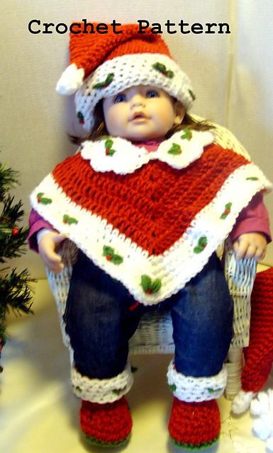 501 20 inch Doll Poncho, Hat and Booties