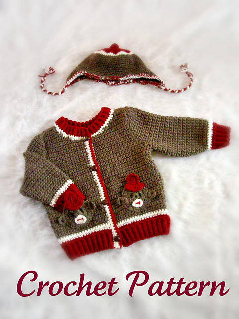 522 Toddler Sock Monkey Cardigan and Hat