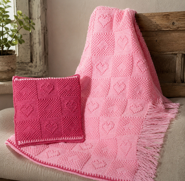 Captive Heart Afghan and Pillow
