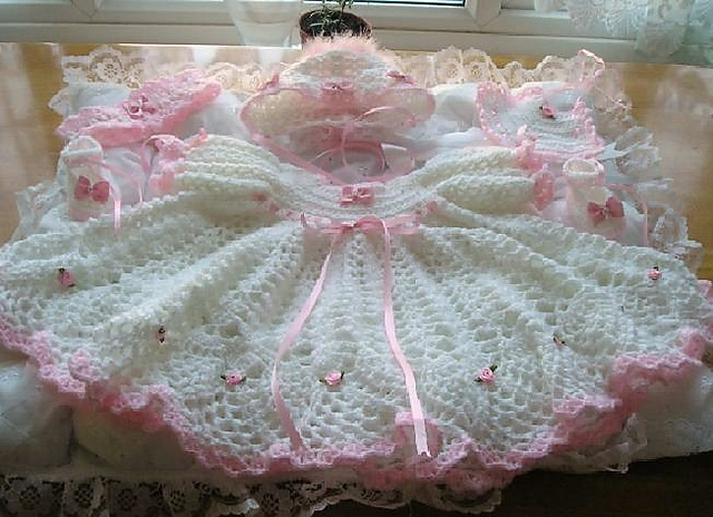 Ravelry: Crochet Dress Headband Shoes and Bib pattern by carolrosa