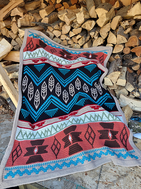 Native Wishes Mosaic Overlay Blanket/Throw