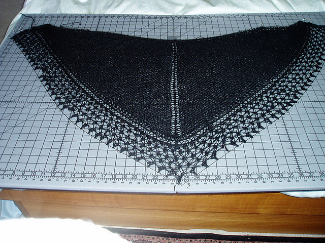 Point d'Esprit Shawl with Solid Center