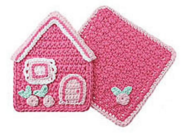 House and Home Potholder and Dishcloth