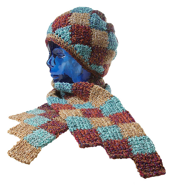 Tunisian Entrelac in the Round Hat and Scarf