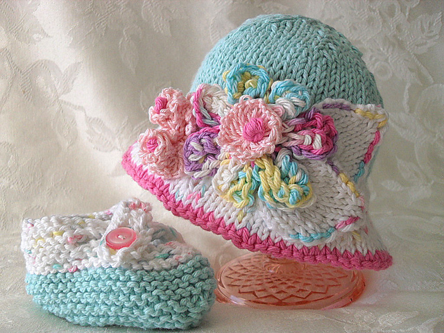 Fantasy Flower Brimmed Hat with Rosebuds