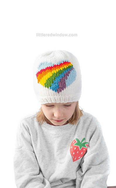 Retro Rainbow Heart Hat