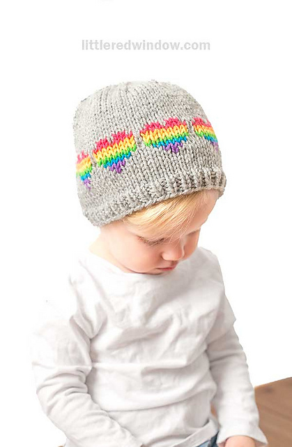 Rainbow Heart Hat