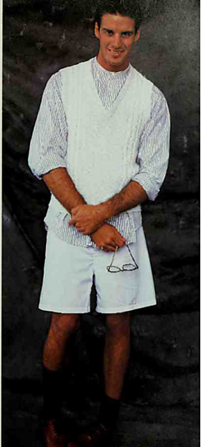 V-neck, Sleeveless Cabled Pullover - 1957