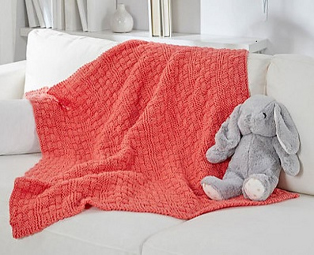 Bright & Cuddly Basketweave Blanket
