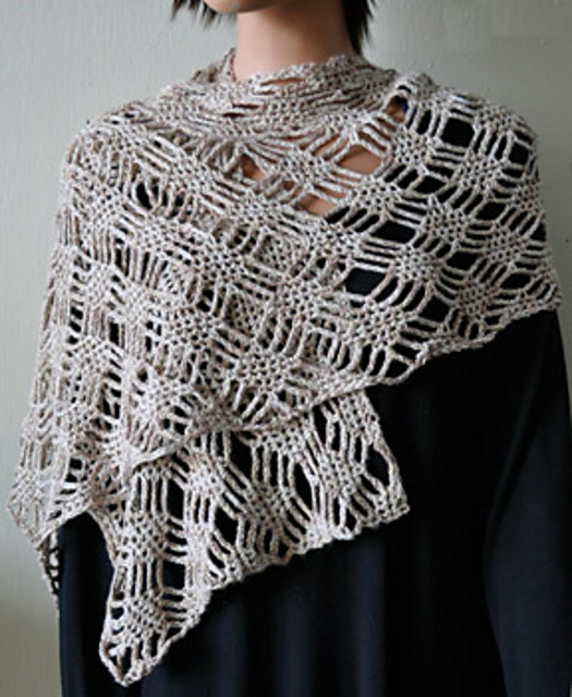 GROUND Y Dobby wool Lattice stole/Dobby wool lace stole Navy