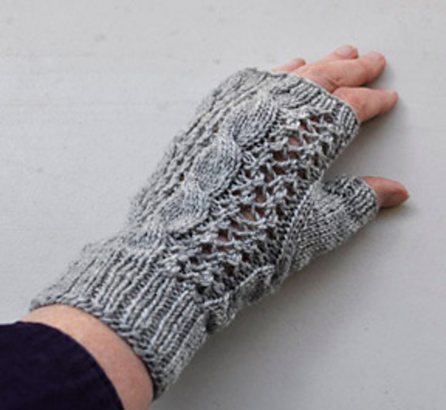 Cables 'n Lace Mitts (Fingering)