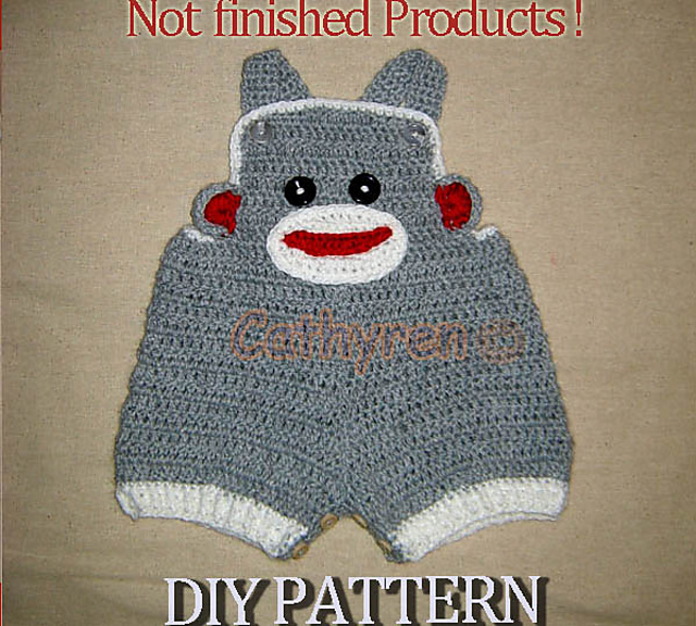 Baby Sock Monkey Overalls