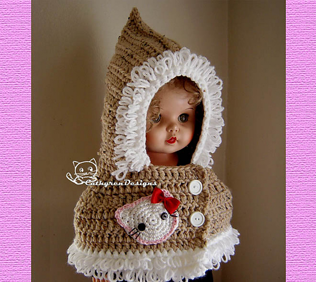 Little Hoody Capele with Applique Hello Kitty